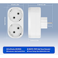 Pikkukuva 5 / 5: 3 kpl pistorasia-adapteria, 2 in 1 kaksois-kolmoispistorasia 16A/250V, 3680W Max monipistorasia kaksoispistorasia EU-pistokeadapteri