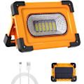 Miniatyrbilde 1 av 5: Ladeskjorte LED-flomlys, 60W 4 Moduser LED arbeidslys, 3000 Lumen Bærbar arbeidslys med oppladbart batteri og solcellepanel, Nødlys, f