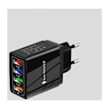 Miniatyrbilde 4 av 4: USB-strømadapterlader 15W 4 USB-porter Vegglader Strømadapter USB-ladesokkeladapter Reiseladehode Induksjonlader - Helt svart