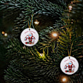 Miniatyrbild 5 av 5: 2 st runda julgransprydnader dubbelsidig tryckning keramisk tomte semesterdekorationer