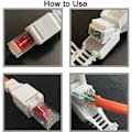 Miniatyrbilde 5 av 5: 2 stk verktøyfri RJ45-kontakter UTP-nettverkskontakt, verktøyfri for solid CAT5/5E CAT6/6A flertrådet Ethernet-kabel