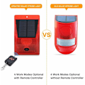 Miniatyrbild 3 av 5: Solcellsstrobe med rörelsesensor IP65 Vattentät LED Solcellslarmdetektor med fjärrkontroll, Vattentät 129dB Ljudsäkerhetssiren för hem,