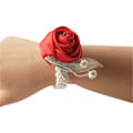 Miniatyrbilde 3 av 5: Jente Brudesvenninne Bryllup Håndleddscorsage Brud Håndleddsblomst Corsages Strekk Armbånd for Bryllup Prom Hjemkomstfest Håndlaget Blomsterdekor med Faux