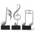 Miniatyrbillede 1 af 5: 3 stk. Dekoration Figur Skulptur Musik Note Statue Moderne Musik Kunst til Jul Klaver Fødselsdag Gave Resin Hvid