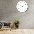 Miniatyrbild 3 av 5: 12 Tums Tyst Väggklocka utan Tickande, Batteridriven Träväggklocka Vit Modern Enkel Väggklocka, Blå