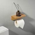 Pikkukuva 3 / 5: Puinen seinälle kiinnitettävä WC-paperiteline - Esteettinen seinälle kiinnitettävä WC-paperiteline - WC-paperiteline puuhyllyllä kylpyhuoneen sisustukseen -