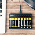 Miniatyrbillede 1 af 4: 8-Bays AA AAA Batterilader (Hurtig USB-opladning) til Ni-MH-genopladelige batterier