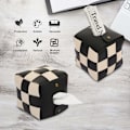 Miniatyrbillede 2 af 5: Vævæskeskrin Cover, Kvadratisk Vævæskeskrin Holder, Moderne Vævet PU Læder, Elegant Ternet Design, til Stue, Dekorativ Hylde, Badeværelse (Sort