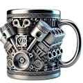 Miniatyrbillede 1 af 2: Personlig rustfri stål krus, V8/V6 motor design rustfri stål krus V8