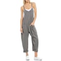 Miniatyrbillede 1 af 3: EFAN Dame Casual Sommer Ærmeløs Jumpsuit Lang Løs Bodysuit med Lommer Mørkegrå 2XL