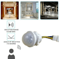 Miniatyrbillede 2 af 4: 1 stk. 110V 220V PIR Infrarød Bevægelsessensor Switch Automatisk Til/Fra Lyskontakt PIR Sensor Detektor Lyskontakt LED Følsom Natlampe
