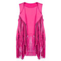 Miniatyrbilde 1 av 3: 70-talls denimskjorte med frynser for kvinner - Perfekt hot pink 3 M