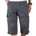 Miniatyrbillede 1 af 3: Herre 3/4 Længde Stretch Shorts Talje Cargo Combat Bukser Mørkegrå S