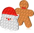 2-pack jul-pop-fidget-leksaker tomte & pepparkaksgubbe. Sensoriskt popit-spel, perfekt julklapp och festpresent för barn