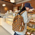 Miniatyrbillede 2 af 2: Dame Piger Rygsæk Leopard Print Stor Kapacitet Lynlås Mode Skole Rejse Rygsæk