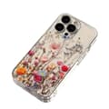 1 rosa blomranka transparent rymdskyddsfodral för iPhone skyddsfodral 14PLUS