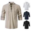Långärmad linneskjorta för män, V-ringad yogatopp 2XL Khaki 2XL Khaki