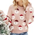 Damstickad semestertröja Jul Snögubbe Tröja rosa M pink M