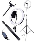 LED-ringlampa 26 cm 60W USB med stativ 220 cm och mobilhållare