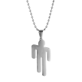 Miniatyrbillede 3 af 5: Billie Eilish Pendant halskæde Rund Strand Chain Rustfri Ste White