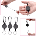 Miniatyrbillede 5 af 5: Sort tilbagetrækkelig nøglering Reel Stålsnor Recoil Bælte Key Rin Black One Size