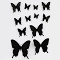 Miniatyrbild 7 av 8: 12st/ set 3D svart Pteris Butterfly Väggdekal Butterflies Ma Black onesize