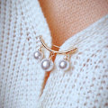 Miniatyrbillede 4 af 5: 2 Stk Fashion Pearl Fixed Strap Charm Sikkerhedsnål Broche Sweater Silver One Size