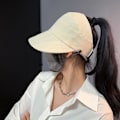 Miniatyrbilde 3 av 8: Justerbar Solhatt med Bred Bremm og Hestehale - Foldbar Caps for Sommeren Coffee