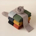 Miniatyrbild 3 av 5: Mode Tjocka lår Höga strumpor Kvinnor Rejäla långstrumpor Krig Gray onesize