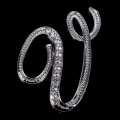 Miniatyrbillede 1 af 5: Crystal Rhinestone 26 bogstaver Damekrave Broche Pin Corsage B Silver U