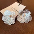 Miniatyrbilde 4 av 7: Store blomst perle øredobber for kvinner Mote smykker Accessori onesize