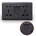 Pikkukuva 5 / 8: EU-standardinen USB-pistorasia harmaa upotettu paneeli seinävirtapistorasia C