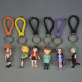 Miniatyrbilde 3 av 5: Action One Piece nøkkelring 3D PVC Luffy Zoro Sanji figurmodell Multicolor 2#