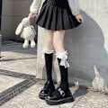 Miniatyrbilde 2 av 8: Japan Lolita blondestrømper Dame Søte Kowknot høye knestrømper A7 One Size