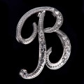 Miniatyrbillede 1 af 5: Crystal Rhinestone 26 bogstaver Damekrave Broche Pin Corsage B Silver B