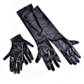 Miniatyrbillede 6 af 8: Stretch PU Læder Skinny Lang Handske Punk Rock Hip Hop Jazz Dis Gold long