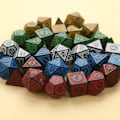 Pikkukuva 5 / 5: Monitahoinen 7-sauvainen veistetty kuviollinen set D4 D6 D8 D10 D% D12 D2 Red 7Pcs