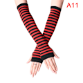 Miniatyrbilde 1 av 8: Y2K Mote Kvinner Jenter Stripete Albuehansker Varmere Strikket Lon A11 One Size