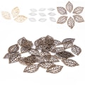 Miniatyrbillede 4 af 5: 100 STK Charm filigran hule blade vedhæng DIY smykkefremstilling White 100pcs