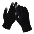Miniatyrbillede 1 af 5: Kvinder Vinter Touch Handsker Varm Stretch Strik vanter Full Finge Black one size