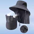 Miniatyrbilde 4 av 8: Sommer Solhatt UV-Beskyttelse Utendørs Jakt Fiskehatt For Menn Black