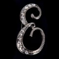 Miniatyrbillede 1 af 5: Crystal Rhinestone 26 bogstaver Damekrave Broche Pin Corsage B Silver E