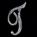 Miniatyrbillede 5 af 5: Crystal Rhinestone 26 bogstaver Damekrave Broche Pin Corsage B Silver I