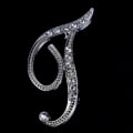 Miniatyrbillede 5 af 5: Crystal Rhinestone 26 bogstaver Damekrave Broche Pin Corsage B Silver O