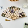 Miniatyrbilde 1 av 8: Stilfull Silkevifte Folding Fan Bryllupsvifte Kunstgaver Dans Hånd F Gold A