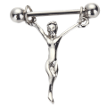 Miniatyrbild 2 av 5: Kirurgiskt stål män form nippel bar barbell sköld ring kropp Pi Silver One Size