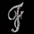 Miniatyrbilde 1 av 5: Crystal Rhinestone 26 Letters Dame Krage Brosje Pin Corsage B Silver F