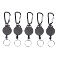 Miniatyrbillede 4 af 5: 10 stk. sort, udtrækkelig nøglering rulle stålsnor Recoil bælte K Black One Size