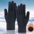Miniatyrbilde 3 av 8: Tykke strikkede menn vinterhansker imitert kashmir to lag annonse Gray onesize