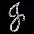 Miniatyrbilde 1 av 5: Crystal Rhinestone 26 Letters Dame Krage Brosje Pin Corsage B Silver J